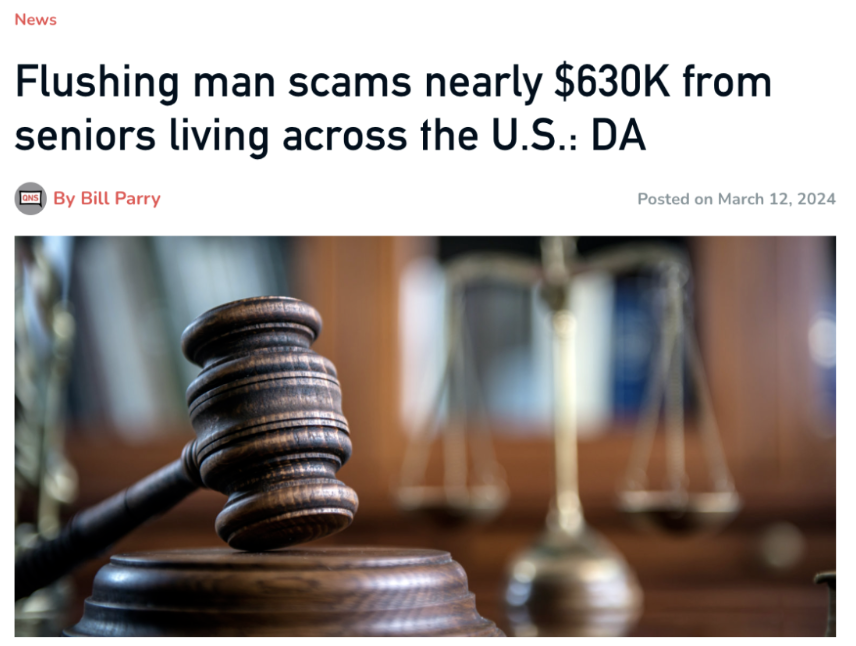 法拉盛华男被控诈骗老人逾$62万 受害者遍布全美