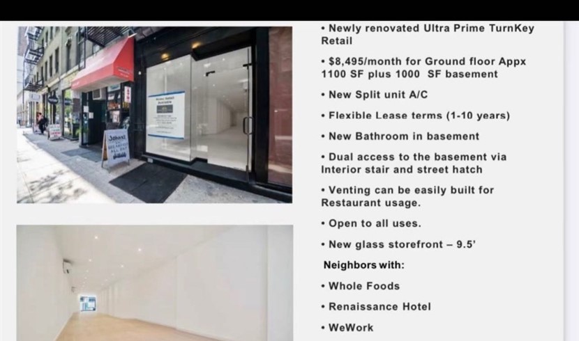 曼哈顿中城切尔西店面转租 曼哈顿中城切尔西店面转租